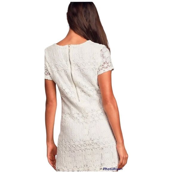 Lulu's Love You For Eternity White Lace Shift Dress S - Picture 8 of 8
